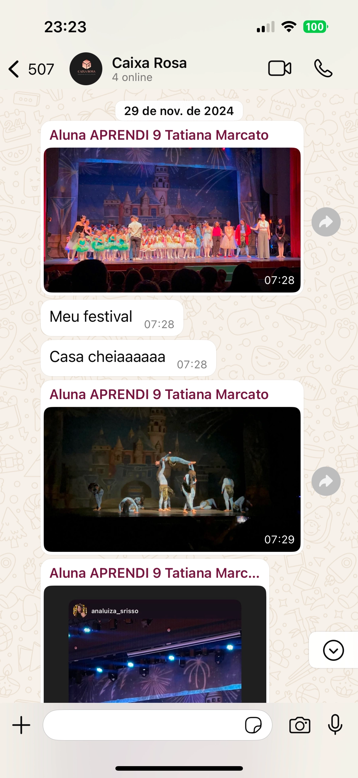 Depoimento de aluna